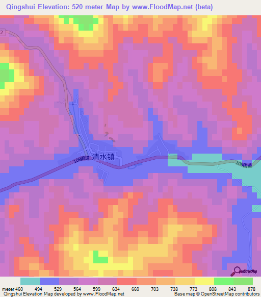 Qingshui,China Elevation Map