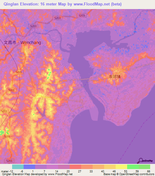 Qinglan,China Elevation Map