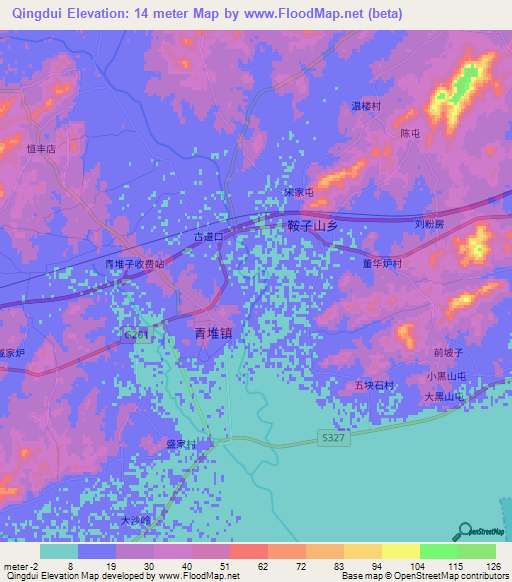 Qingdui,China Elevation Map