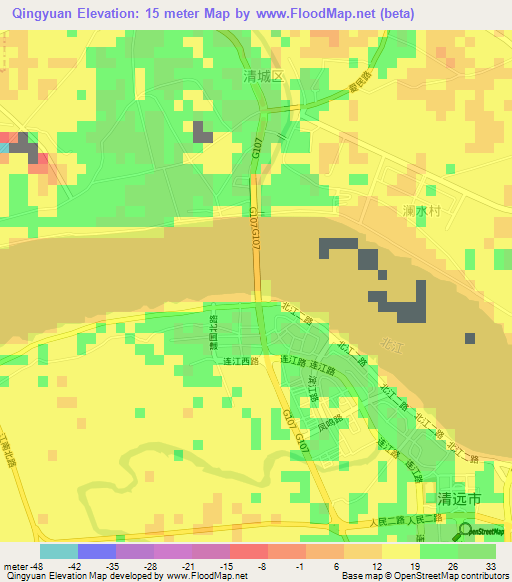 Qingyuan,China Elevation Map