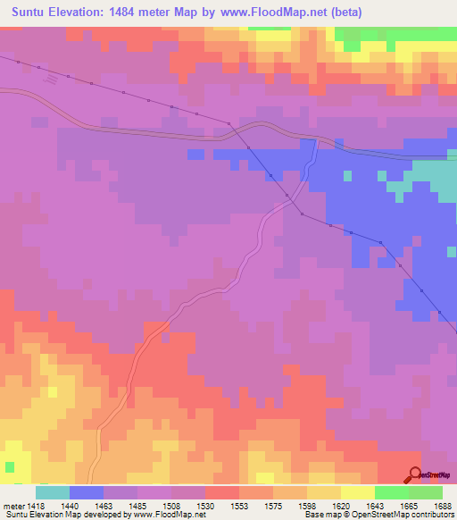 Suntu,Iran Elevation Map