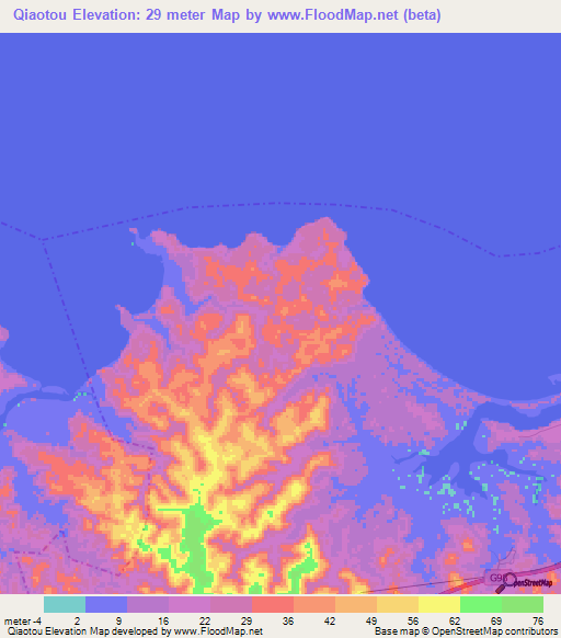 Qiaotou,China Elevation Map