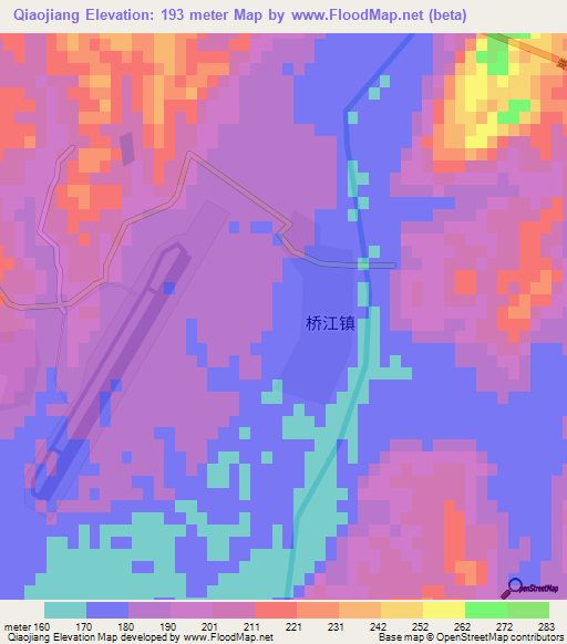 Qiaojiang,China Elevation Map