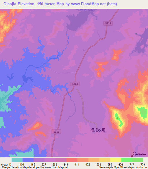 Qianjia,China Elevation Map