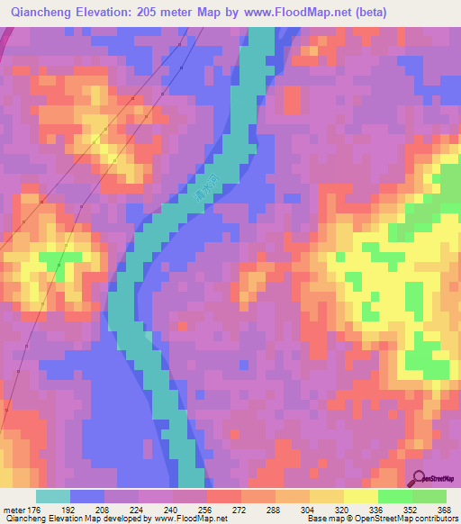 Qiancheng,China Elevation Map