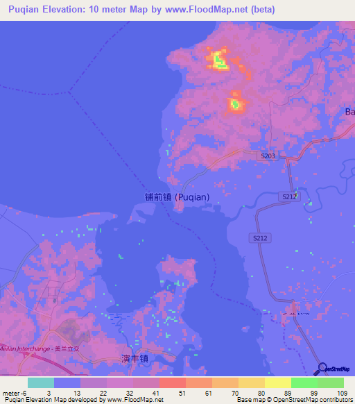 Puqian,China Elevation Map