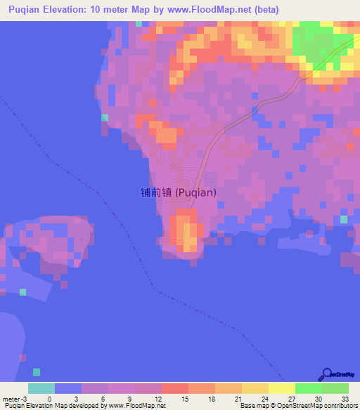 Puqian,China Elevation Map