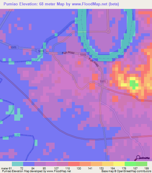 Pumiao,China Elevation Map