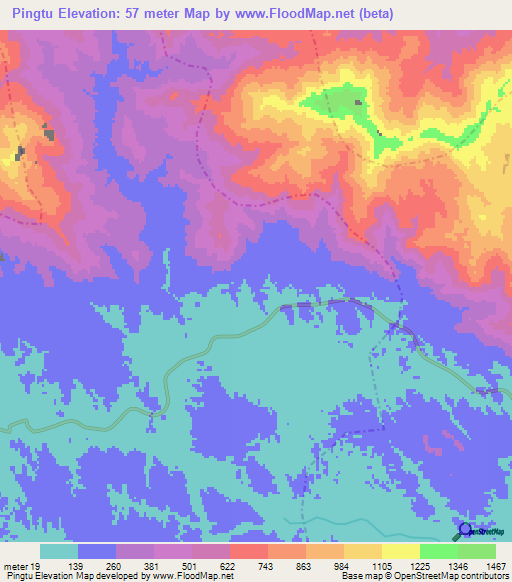 Pingtu,China Elevation Map