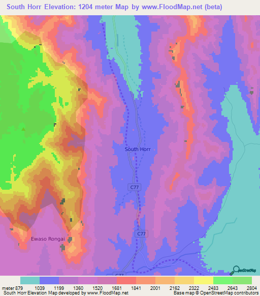South Horr,Kenya Elevation Map