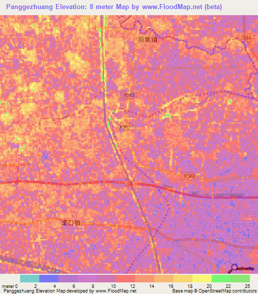Panggezhuang,China Elevation Map