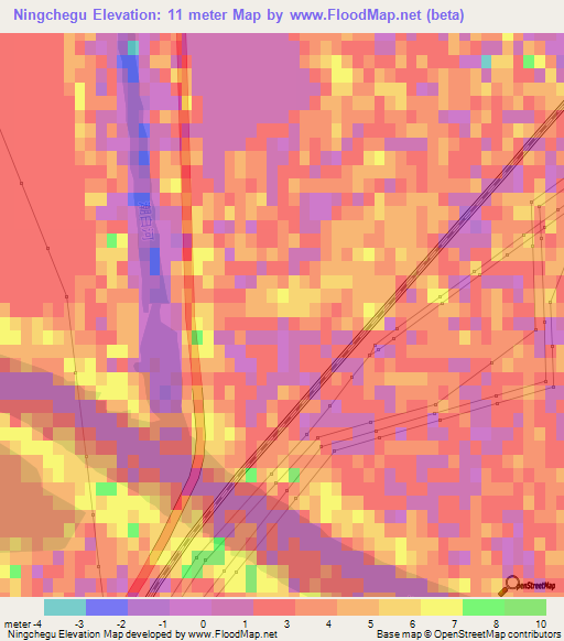 Ningchegu,China Elevation Map