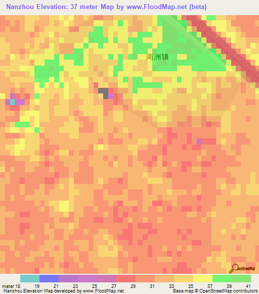 Nanzhou,China Elevation Map