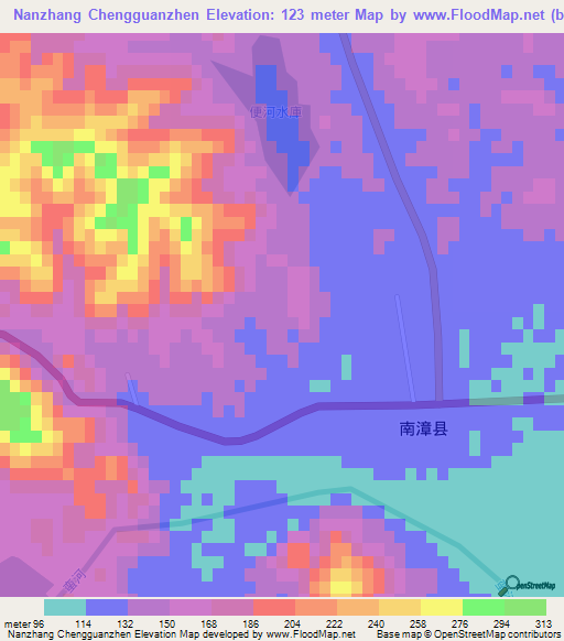 Nanzhang Chengguanzhen,China Elevation Map