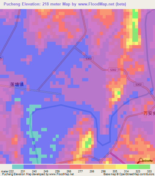 Pucheng,China Elevation Map