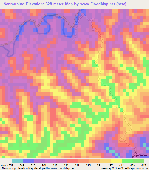 Nanmuping,China Elevation Map