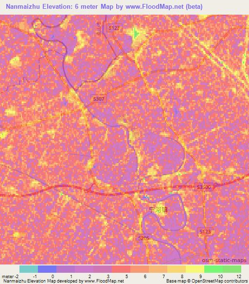 Nanmaizhu,China Elevation Map
