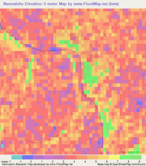 Nanmaizhu,China Elevation Map