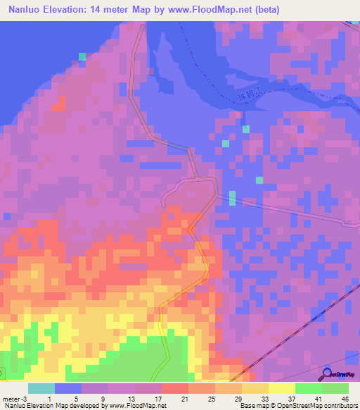 Nanluo,China Elevation Map