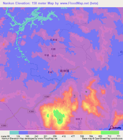 Nankun,China Elevation Map