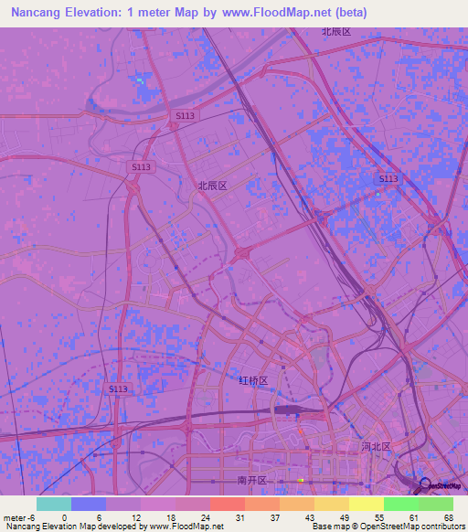 Nancang,China Elevation Map