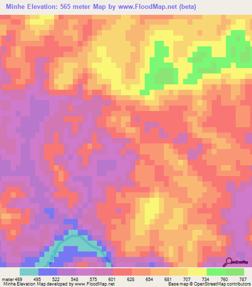 Minhe,China Elevation Map