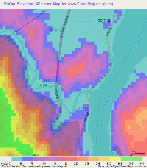 Min'an,China Elevation Map