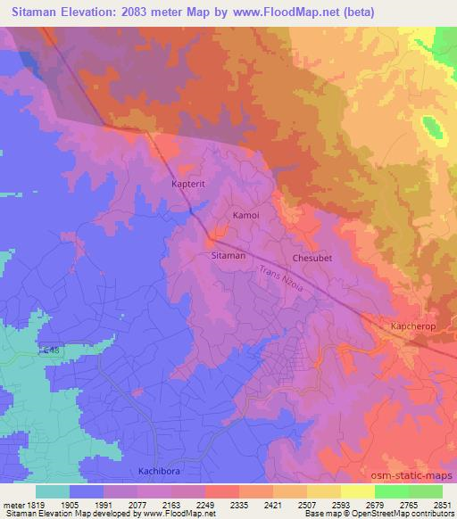 Sitaman,Kenya Elevation Map