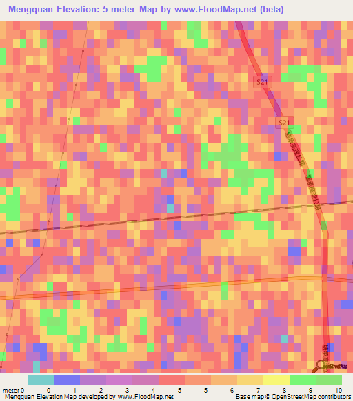 Mengquan,China Elevation Map