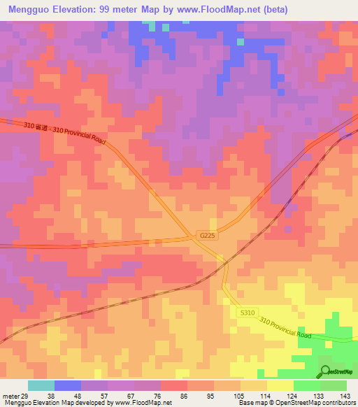 Mengguo,China Elevation Map