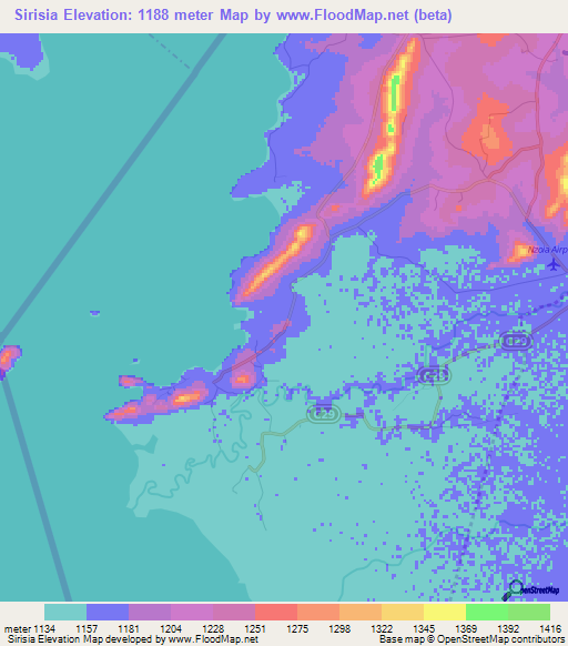 Sirisia,Kenya Elevation Map