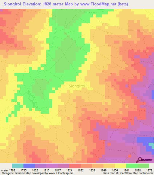 Siongiroi,Kenya Elevation Map