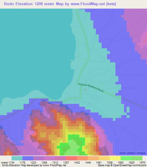 Sindo,Kenya Elevation Map
