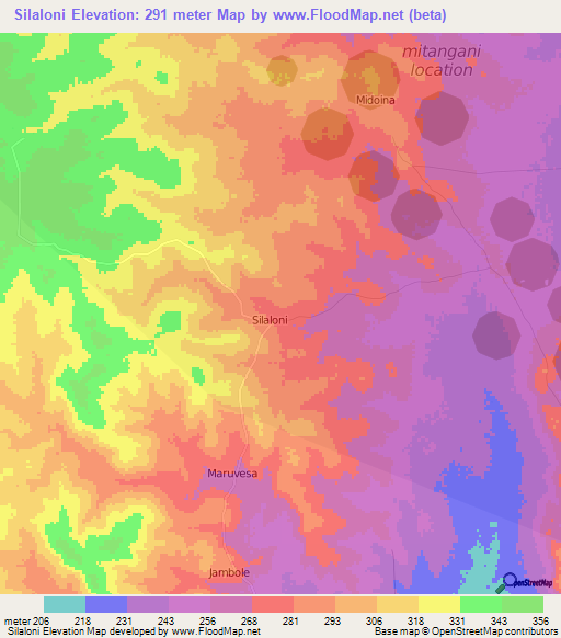 Silaloni,Kenya Elevation Map