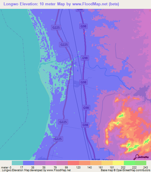 Longwo,China Elevation Map