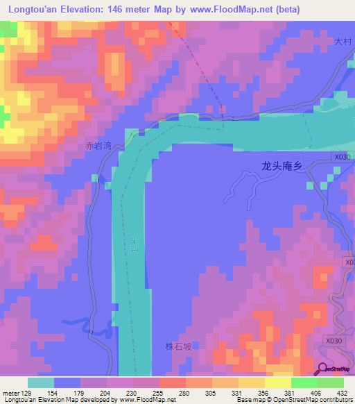 Longtou'an,China Elevation Map
