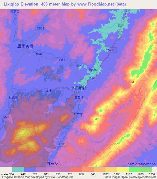 Lixiqiao,China Elevation Map