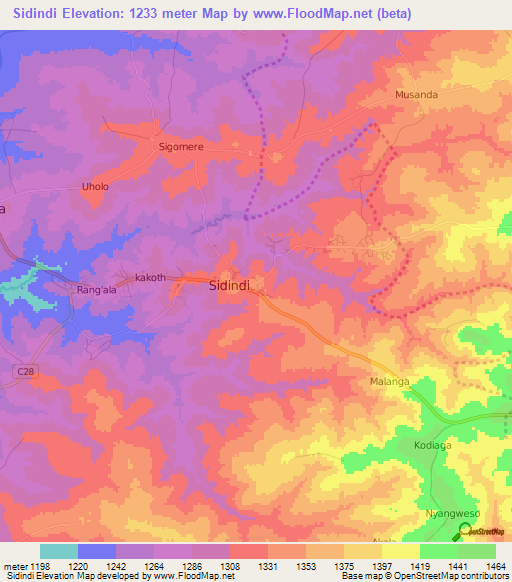 Sidindi,Kenya Elevation Map