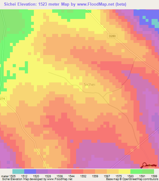 Sichei,Kenya Elevation Map
