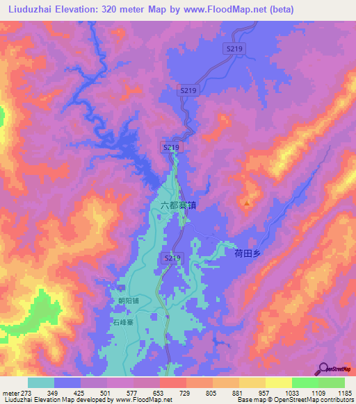 Liuduzhai,China Elevation Map