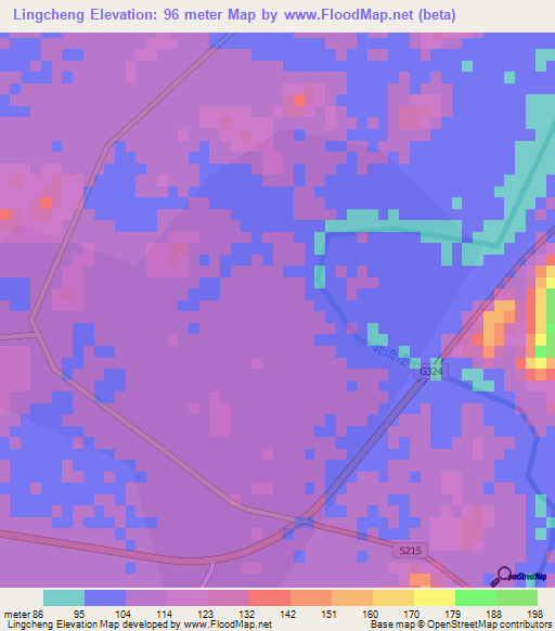 Lingcheng,China Elevation Map