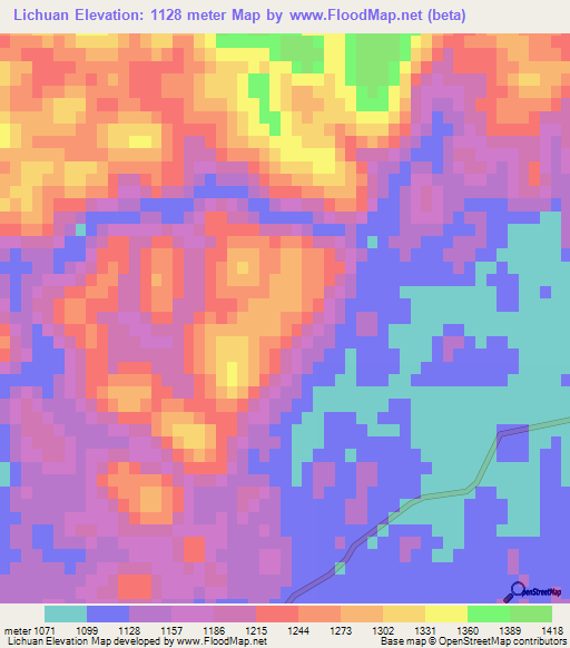 Lichuan,China Elevation Map