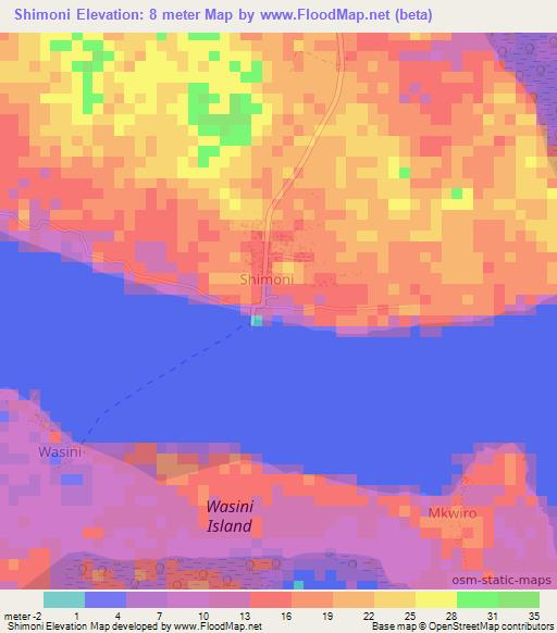 Shimoni,Kenya Elevation Map