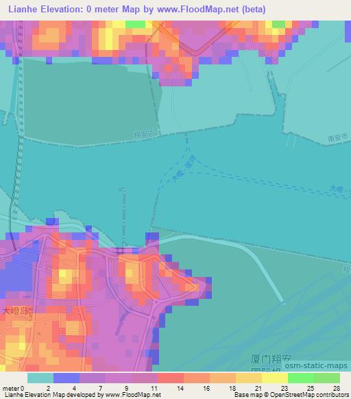 Lianhe,China Elevation Map