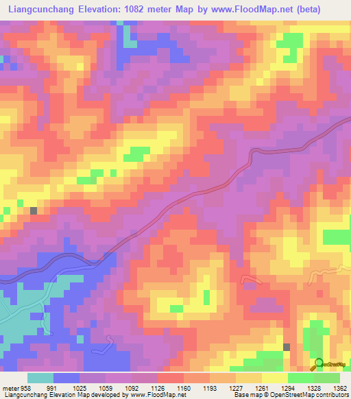 Liangcunchang,China Elevation Map
