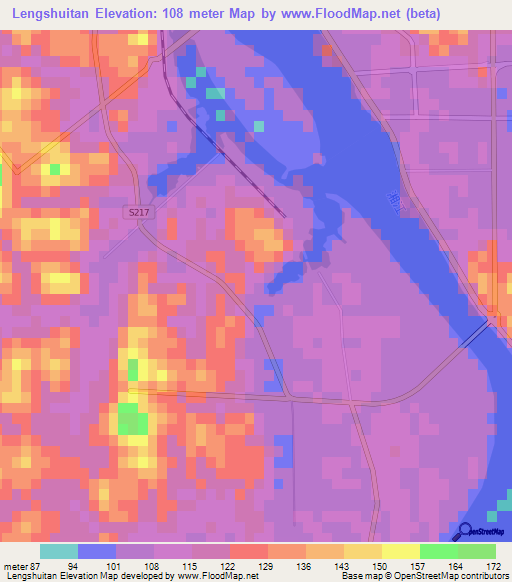 Lengshuitan,China Elevation Map