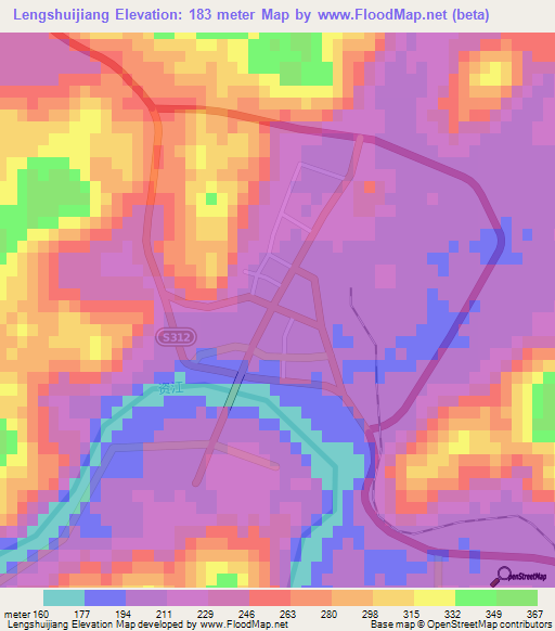 Lengshuijiang,China Elevation Map