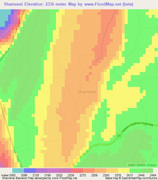 Shamenei,Kenya Elevation Map