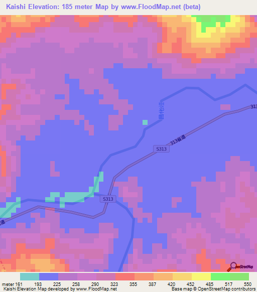 Kaishi,China Elevation Map