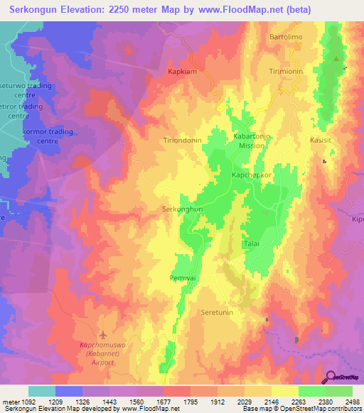 Serkongun,Kenya Elevation Map